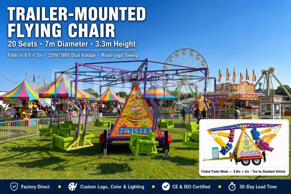 Mobile Swing Chair Ride: Folding Canopy & Pre-Wired LEDs | MODERN